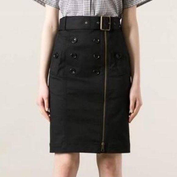 Burberry Brit Black Denim Button Front Zip Pencil Skirt Size 2 - Picture 11 of 11